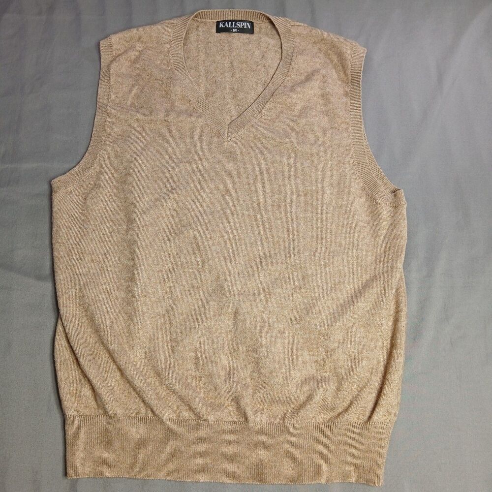 M KALLSPIN M Cashmere Blend Sweater Vest Beige Grandpa-Core Quiet-Luxury M
